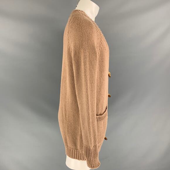 Spring 2015 Size M Tan Knitted Cashmere Blend Patch Pocket Cardigan Sweater - Picture 4 of 7